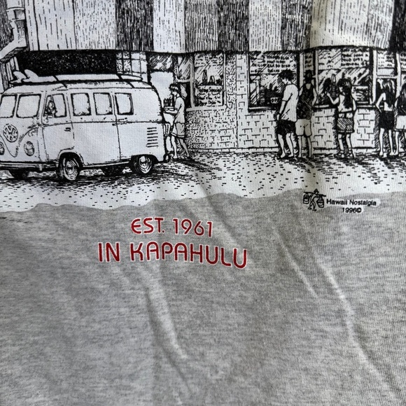 Hanes Authentic Hawaii Nostalgia Gray Short Sleeve Tee Classic Size Large - Picture 6 of 8